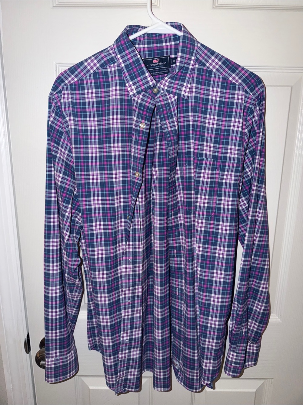 Vineyard Vines Purple and Blue Plaid Button-Down Shirt